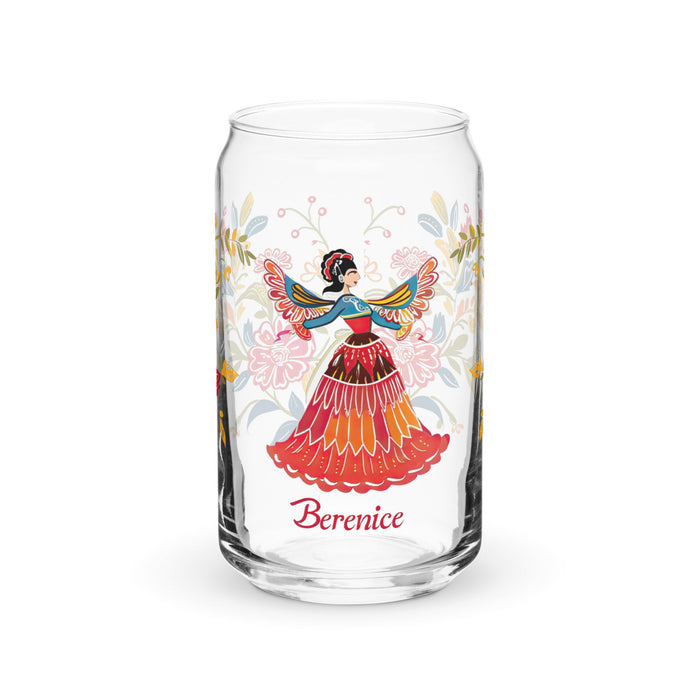 Berenice Exclusive Name Art Piece Can - Shaped Glass Home Office Work Mexican Spanish Pride Gift Cup One - Of - A - Kind Calligraphy Glass | B1 - Mexicada