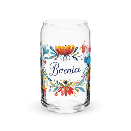 Berenice Exclusive Name Art Piece Can - Shaped Glass Home Office Work Mexican Spanish Pride Gift Cup One - Of - A - Kind Calligraphy Glass | B11 - Mexicada