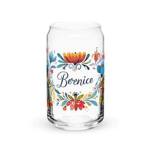 Berenice Exclusive Name Art Piece Can-Shaped Glass Home Office Work Mexican Spanish Pride Gift Cup One-Of-A-Kind Calligraphy Glass | B11 Mexicada 16 oz (No Lid No Straw)