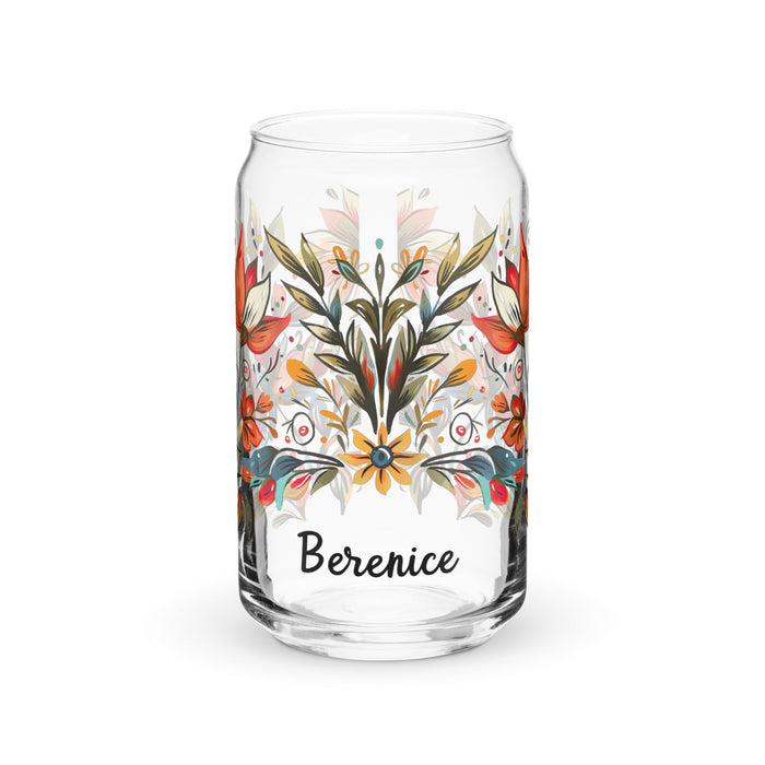 Berenice Exclusive Name Art Piece Can - Shaped Glass Home Office Work Mexican Spanish Pride Gift Cup One - Of - A - Kind Calligraphy Glass | B13 - Mexicada