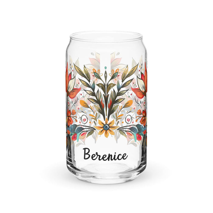 Berenice Exclusive Name Art Piece Can-Shaped Glass Home Office Work Mexican Spanish Pride Gift Cup One-Of-A-Kind Calligraphy Glass | B13 Mexicada 16 oz