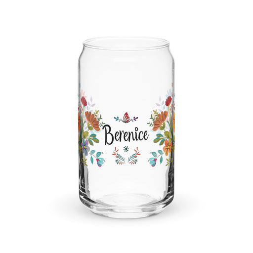 Berenice Exclusive Name Art Piece Can - Shaped Glass Home Office Work Mexican Spanish Pride Gift Cup One - Of - A - Kind Calligraphy Glass | B17 - Mexicada