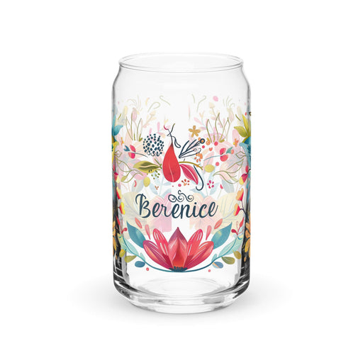 Berenice Exclusive Name Art Piece Can-Shaped Glass Home Office Work Mexican Spanish Pride Gift Cup One-Of-A-Kind Calligraphy Glass | B18 Mexicada 16 oz (No Lid No Straw)