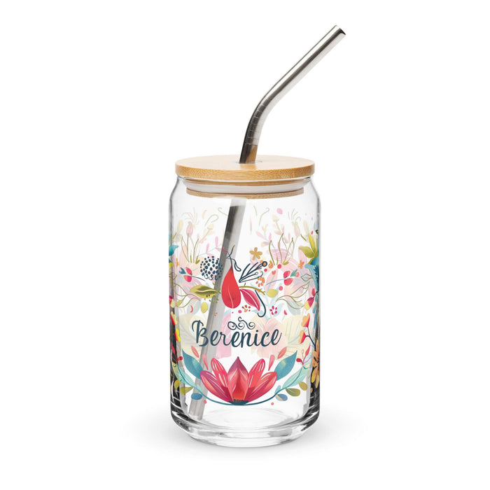 Berenice Exclusive Name Art Piece Can-Shaped Glass Home Office Work Mexican Spanish Pride Gift Cup One-Of-A-Kind Calligraphy Glass | B18 Mexicada 16 oz With Lid & Straw