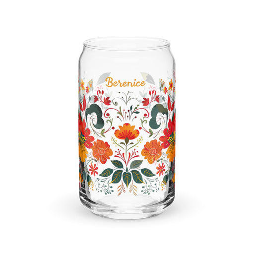 Berenice Exclusive Name Art Piece Can - Shaped Glass Home Office Work Mexican Spanish Pride Gift Cup One - Of - A - Kind Calligraphy Glass | B20 - Mexicada