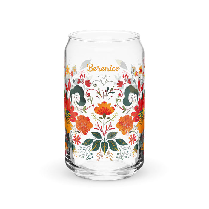 Berenice Exclusive Name Art Piece Can - Shaped Glass Home Office Work Mexican Spanish Pride Gift Cup One - Of - A - Kind Calligraphy Glass | B20 - Mexicada