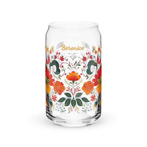 Berenice Exclusive Name Art Piece Can-Shaped Glass Home Office Work Mexican Spanish Pride Gift Cup One-Of-A-Kind Calligraphy Glass | B20 Mexicada 16 oz (No Lid No Straw)