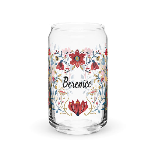 Berenice Exclusive Name Art Piece Can-Shaped Glass Home Office Work Mexican Spanish Pride Gift Cup One-Of-A-Kind Calligraphy Glass | B3 Mexicada 16 oz (No Lid No Straw)