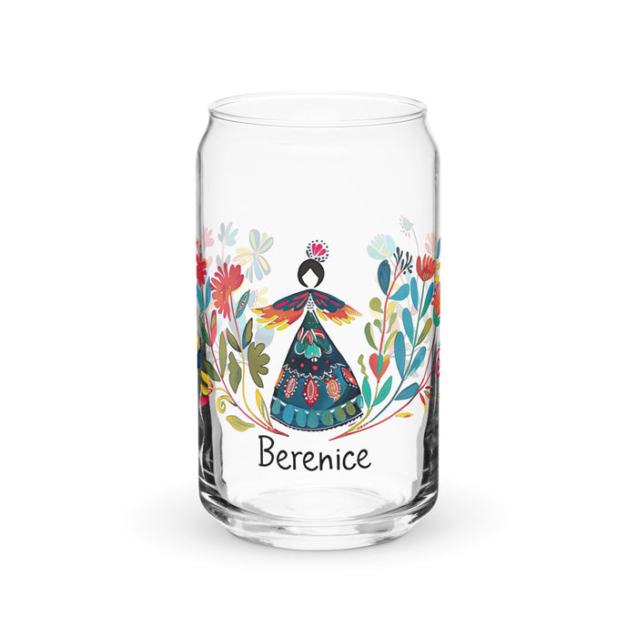 Berenice Exclusive Name Art Piece Can - Shaped Glass Home Office Work Mexican Spanish Pride Gift Cup One - Of - A - Kind Calligraphy Glass | B9 - Mexicada