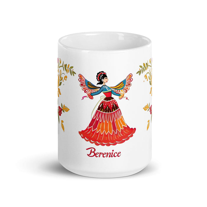 Berenice Exclusive Name Art Piece Home Office Work Coffee Mug Mexican Spanish Pride Gift Cup One-Of-A-Kind Calligraphy White Glossy Mug | B1 Mexicada