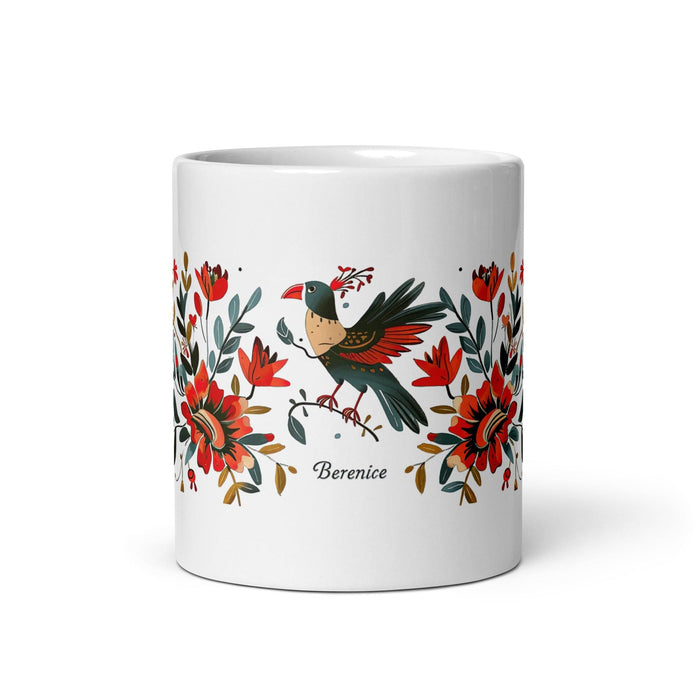 Berenice Exclusive Name Art Piece Home Office Work Coffee Mug Mexican Spanish Pride Gift Cup One-Of-A-Kind Calligraphy White Glossy Mug | B10 Mexicada