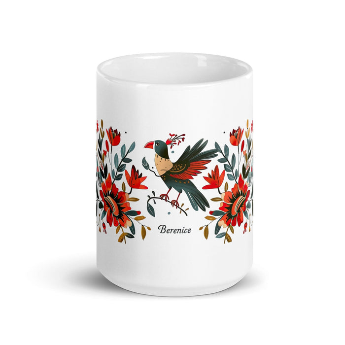 Berenice Exclusive Name Art Piece Home Office Work Coffee Mug Mexican Spanish Pride Gift Cup One-Of-A-Kind Calligraphy White Glossy Mug | B10 Mexicada