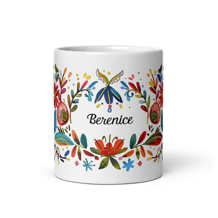 Berenice Exclusive Name Art Piece Home Office Work Coffee Mug Mexican Spanish Pride Gift Cup One-Of-A-Kind Calligraphy White Glossy Mug | B12 Mexicada