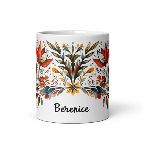 Berenice Exclusive Name Art Piece Home Office Work Coffee Mug Mexican Spanish Pride Gift Cup One-Of-A-Kind Calligraphy White Glossy Mug | B13 Mexicada