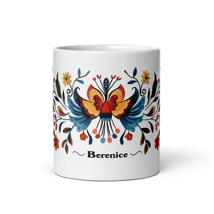 Berenice Exclusive Name Art Piece Home Office Work Coffee Mug Mexican Spanish Pride Gift Cup One-Of-A-Kind Calligraphy White Glossy Mug | B14 Mexicada