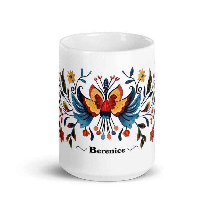 Berenice Exclusive Name Art Piece Home Office Work Coffee Mug Mexican Spanish Pride Gift Cup One-Of-A-Kind Calligraphy White Glossy Mug | B14 Mexicada