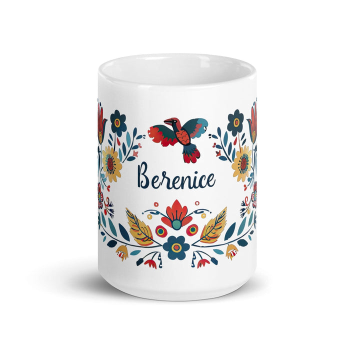 Berenice Exclusive Name Art Piece Home Office Work Coffee Mug Mexican Spanish Pride Gift Cup One-Of-A-Kind Calligraphy White Glossy Mug | B15 Mexicada