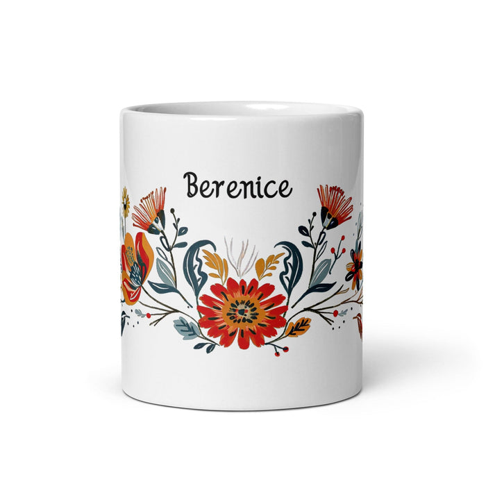 Berenice Exclusive Name Art Piece Home Office Work Coffee Mug Mexican Spanish Pride Gift Cup One-Of-A-Kind Calligraphy White Glossy Mug | B16 Mexicada