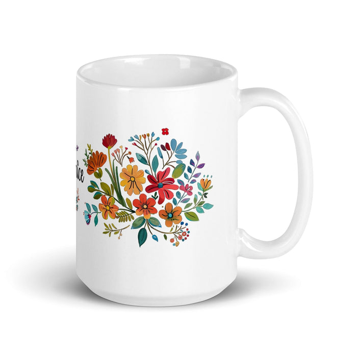 Berenice Exclusive Name Art Piece Home Office Work Coffee Mug Mexican Spanish Pride Gift Cup One-Of-A-Kind Calligraphy White Glossy Mug | B17 Mexicada 15 oz