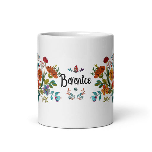 Berenice Exclusive Name Art Piece Home Office Work Coffee Mug Mexican Spanish Pride Gift Cup One-Of-A-Kind Calligraphy White Glossy Mug | B17 Mexicada