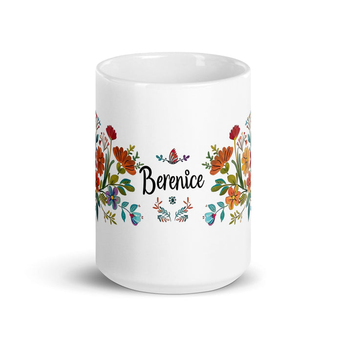 Berenice Exclusive Name Art Piece Home Office Work Coffee Mug Mexican Spanish Pride Gift Cup One-Of-A-Kind Calligraphy White Glossy Mug | B17 Mexicada