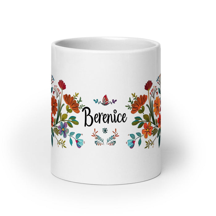 Berenice Exclusive Name Art Piece Home Office Work Coffee Mug Mexican Spanish Pride Gift Cup One-Of-A-Kind Calligraphy White Glossy Mug | B17 Mexicada