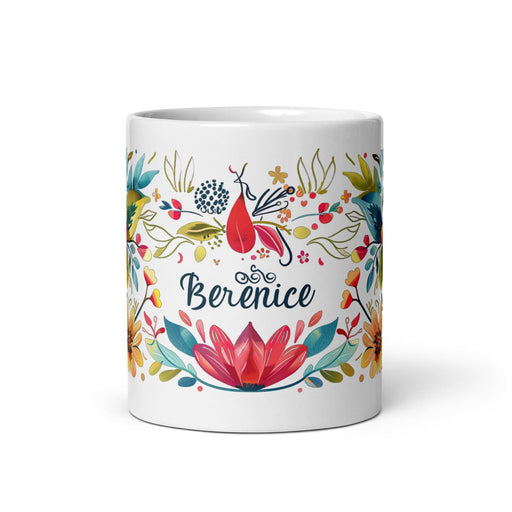 Berenice Exclusive Name Art Piece Home Office Work Coffee Mug Mexican Spanish Pride Gift Cup One-Of-A-Kind Calligraphy White Glossy Mug | B18 Mexicada