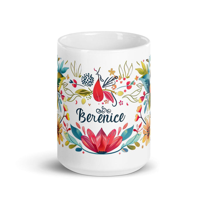 Berenice Exclusive Name Art Piece Home Office Work Coffee Mug Mexican Spanish Pride Gift Cup One-Of-A-Kind Calligraphy White Glossy Mug | B18 Mexicada