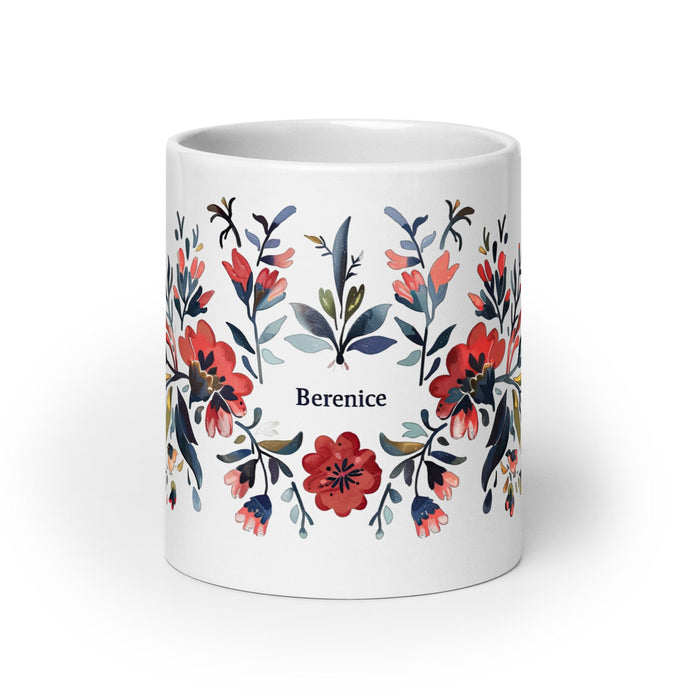 Berenice Exclusive Name Art Piece Home Office Work Coffee Mug Mexican Spanish Pride Gift Cup One-Of-A-Kind Calligraphy White Glossy Mug | B19 Mexicada