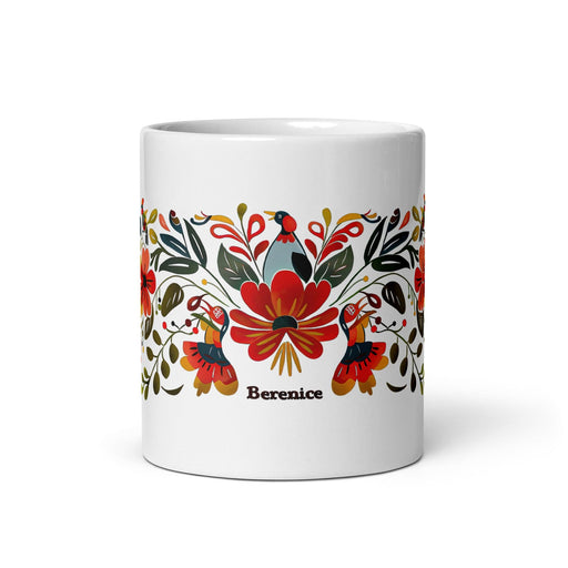 Berenice Exclusive Name Art Piece Home Office Work Coffee Mug Mexican Spanish Pride Gift Cup One-Of-A-Kind Calligraphy White Glossy Mug | B2 Mexicada