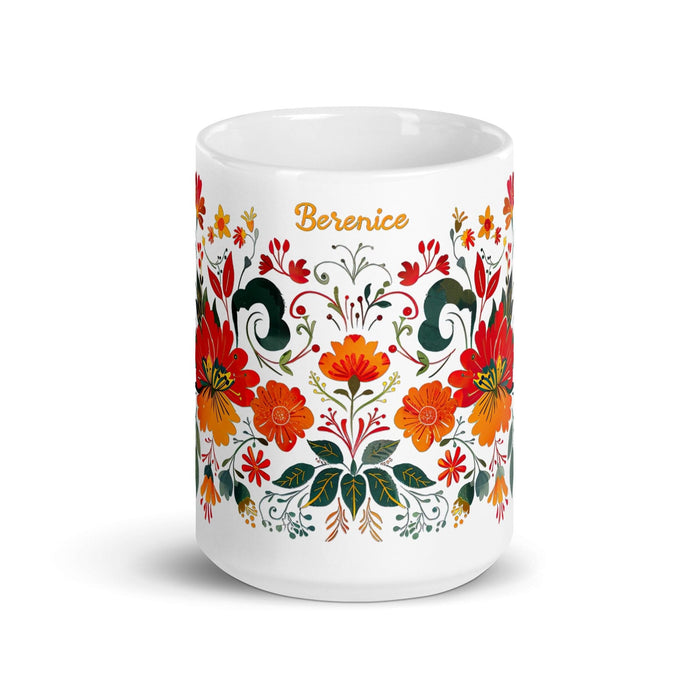 Berenice Exclusive Name Art Piece Home Office Work Coffee Mug Mexican Spanish Pride Gift Cup One-Of-A-Kind Calligraphy White Glossy Mug | B20 Mexicada