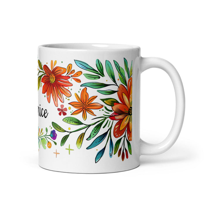 Berenice Exclusive Name Art Piece Home Office Work Coffee Mug Mexican Spanish Pride Gift Cup One-Of-A-Kind Calligraphy White Glossy Mug | B21 Mexicada 11 oz