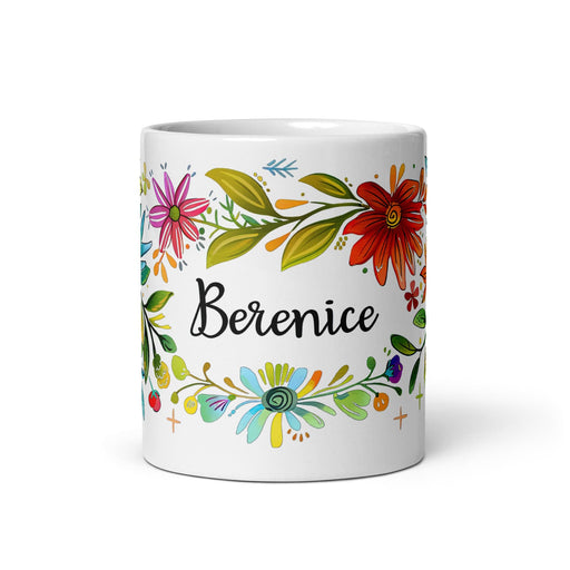 Berenice Exclusive Name Art Piece Home Office Work Coffee Mug Mexican Spanish Pride Gift Cup One-Of-A-Kind Calligraphy White Glossy Mug | B21 Mexicada