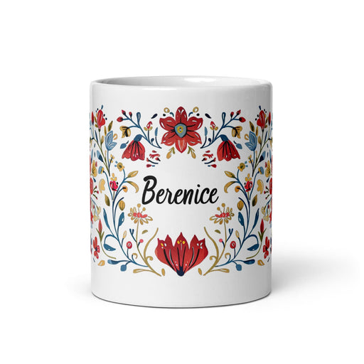 Berenice Exclusive Name Art Piece Home Office Work Coffee Mug Mexican Spanish Pride Gift Cup One-Of-A-Kind Calligraphy White Glossy Mug | B3 Mexicada