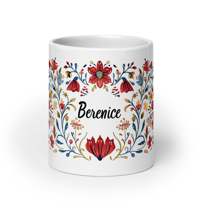 Berenice Exclusive Name Art Piece Home Office Work Coffee Mug Mexican Spanish Pride Gift Cup One-Of-A-Kind Calligraphy White Glossy Mug | B3 Mexicada