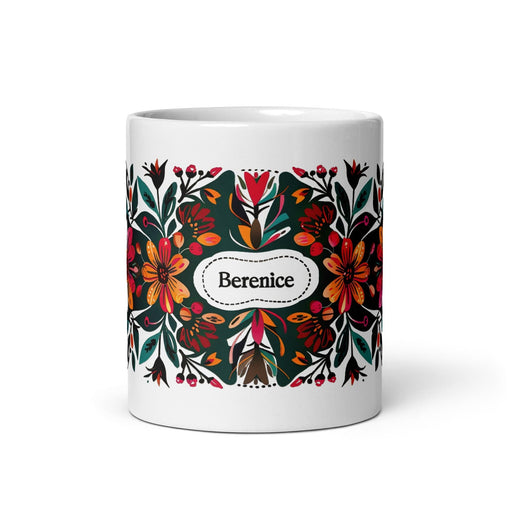 Berenice Exclusive Name Art Piece Home Office Work Coffee Mug Mexican Spanish Pride Gift Cup One-Of-A-Kind Calligraphy White Glossy Mug | B4 Mexicada