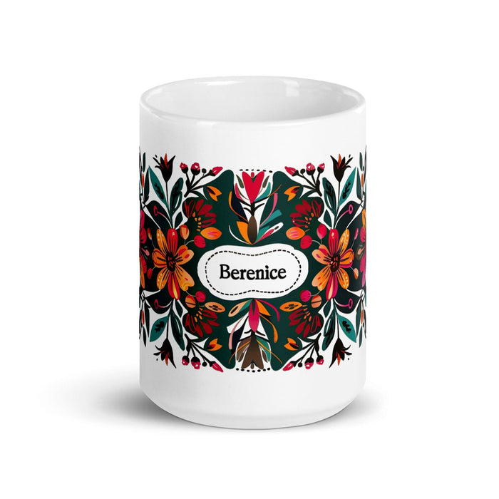 Berenice Exclusive Name Art Piece Home Office Work Coffee Mug Mexican Spanish Pride Gift Cup One-Of-A-Kind Calligraphy White Glossy Mug | B4 Mexicada