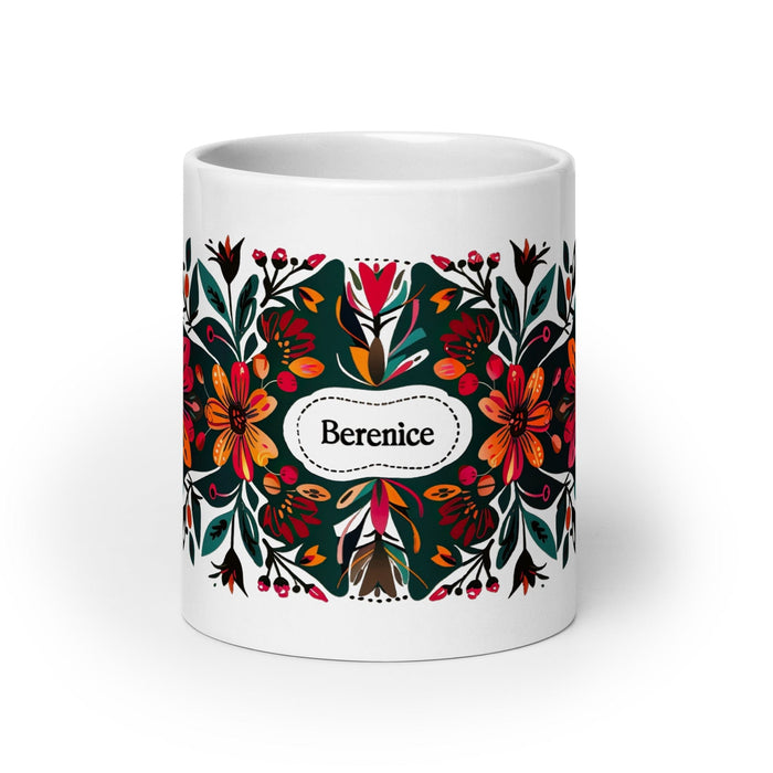 Berenice Exclusive Name Art Piece Home Office Work Coffee Mug Mexican Spanish Pride Gift Cup One-Of-A-Kind Calligraphy White Glossy Mug | B4 Mexicada