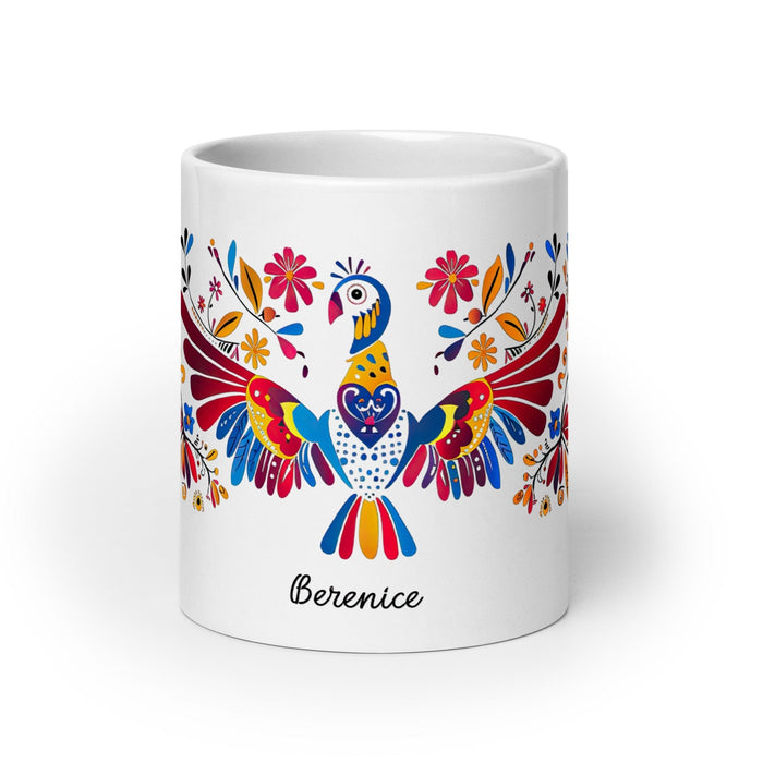 Berenice Exclusive Name Art Piece Home Office Work Coffee Mug Mexican Spanish Pride Gift Cup One-Of-A-Kind Calligraphy White Glossy Mug | B5 Mexicada