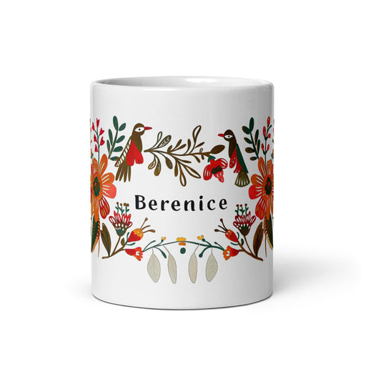 Berenice Exclusive Name Art Piece Home Office Work Coffee Mug Mexican Spanish Pride Gift Cup One-Of-A-Kind Calligraphy White Glossy Mug | B7 Mexicada