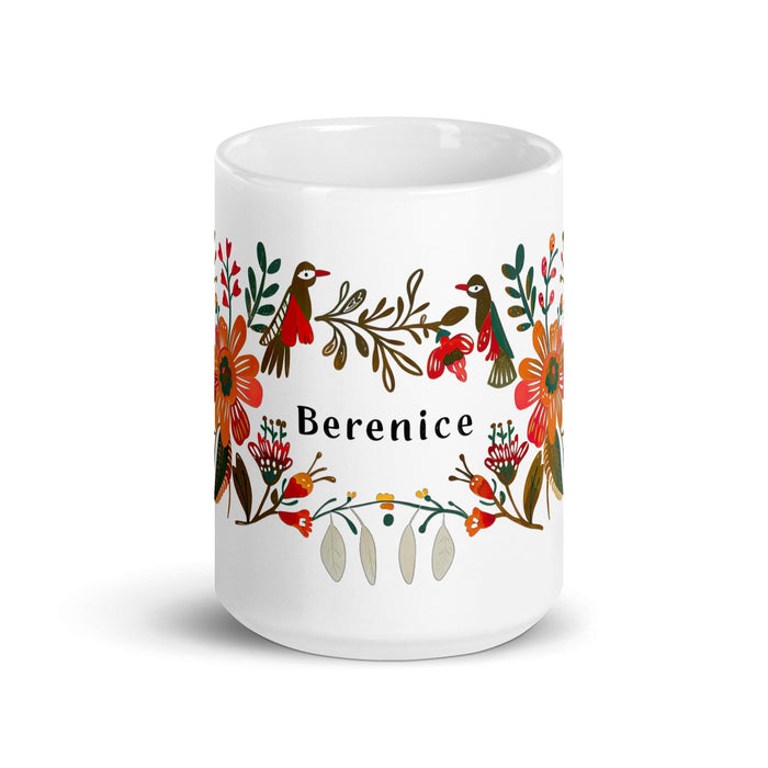 Berenice Exclusive Name Art Piece Home Office Work Coffee Mug Mexican Spanish Pride Gift Cup One-Of-A-Kind Calligraphy White Glossy Mug | B7 Mexicada