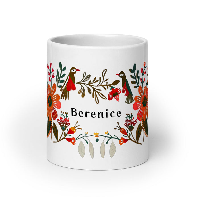 Berenice Exclusive Name Art Piece Home Office Work Coffee Mug Mexican Spanish Pride Gift Cup One-Of-A-Kind Calligraphy White Glossy Mug | B7 Mexicada