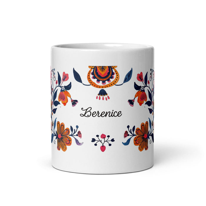 Berenice Exclusive Name Art Piece Home Office Work Coffee Mug Mexican Spanish Pride Gift Cup One-Of-A-Kind Calligraphy White Glossy Mug | B8 Mexicada