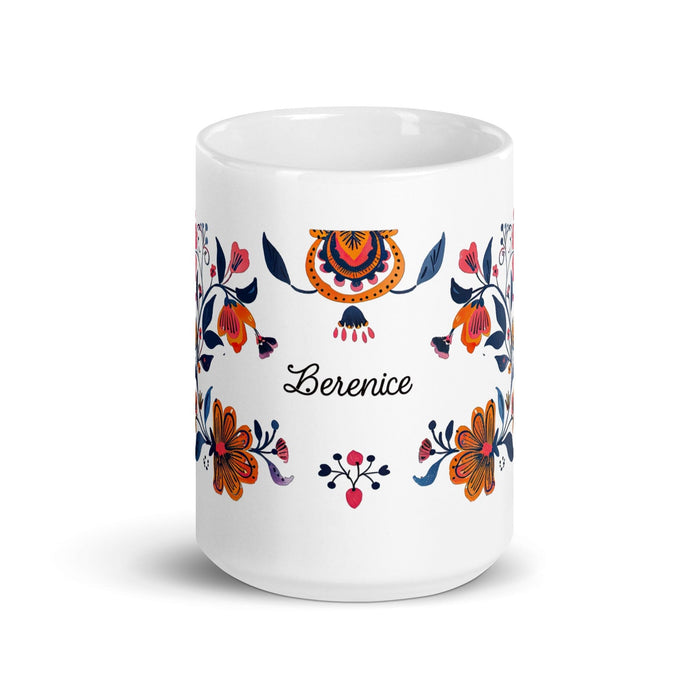 Berenice Exclusive Name Art Piece Home Office Work Coffee Mug Mexican Spanish Pride Gift Cup One-Of-A-Kind Calligraphy White Glossy Mug | B8 Mexicada