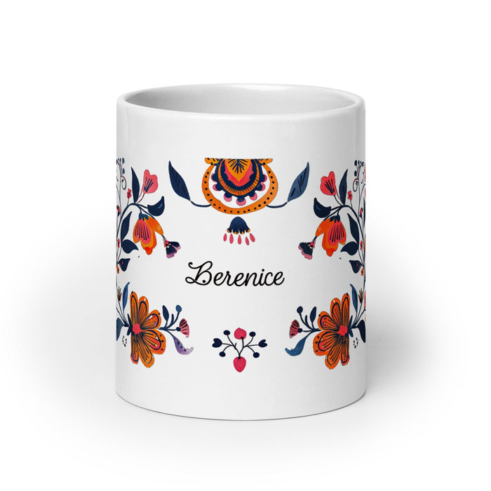 Berenice Exclusive Name Art Piece Home Office Work Coffee Mug Mexican Spanish Pride Gift Cup One-Of-A-Kind Calligraphy White Glossy Mug | B8 Mexicada