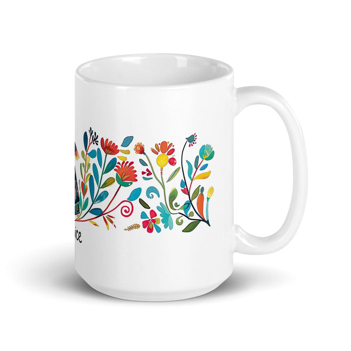 Berenice Exclusive Name Art Piece Home Office Work Coffee Mug Mexican Spanish Pride Gift Cup One-Of-A-Kind Calligraphy White Glossy Mug | B9 Mexicada 15 oz