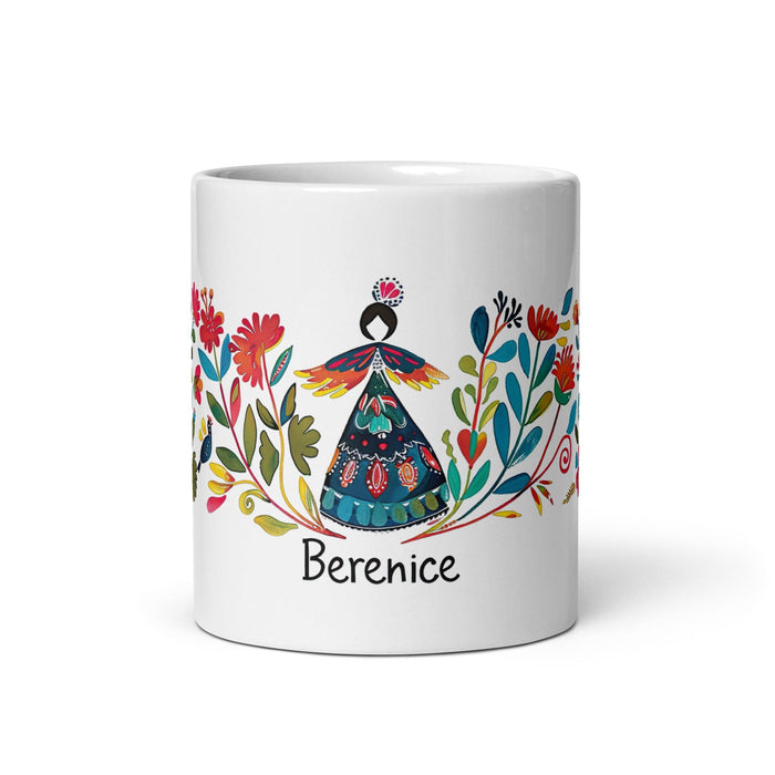 Berenice Exclusive Name Art Piece Home Office Work Coffee Mug Mexican Spanish Pride Gift Cup One-Of-A-Kind Calligraphy White Glossy Mug | B9 Mexicada