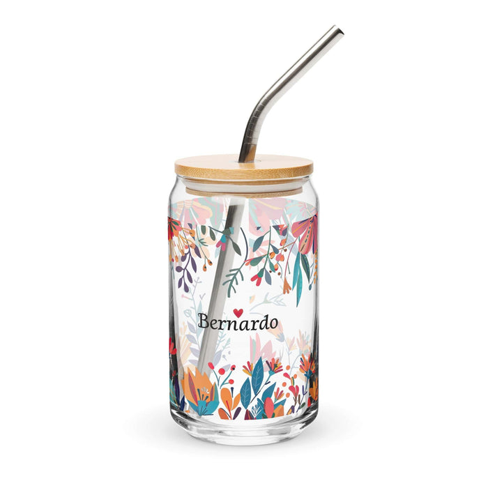 Bernardo Exclusive Name Art Piece Can-Shaped Glass Home Office Work Mexican Spanish Pride Gift Cup One-Of-A-Kind Calligraphy Glass | B1 Mexicada 16 oz With Lid & Straw