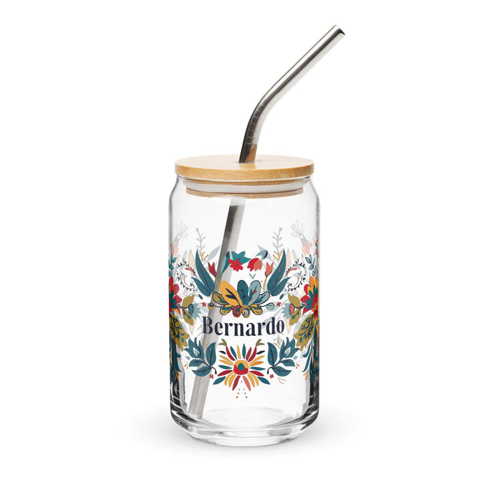 Bernardo Exclusive Name Art Piece Can-Shaped Glass Home Office Work Mexican Spanish Pride Gift Cup One-Of-A-Kind Calligraphy Glass | B10 Mexicada 16 oz With Lid & Straw