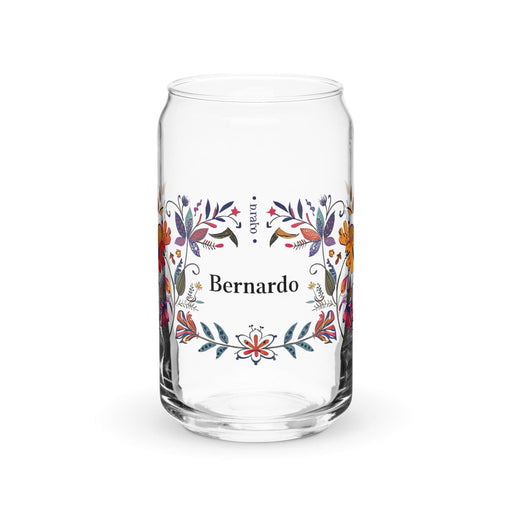 Bernardo Exclusive Name Art Piece Can-Shaped Glass Home Office Work Mexican Spanish Pride Gift Cup One-Of-A-Kind Calligraphy Glass | B12 Mexicada 16 oz